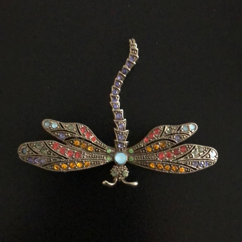 Dragonfly Multicolored Rhinestone Brooch Pin